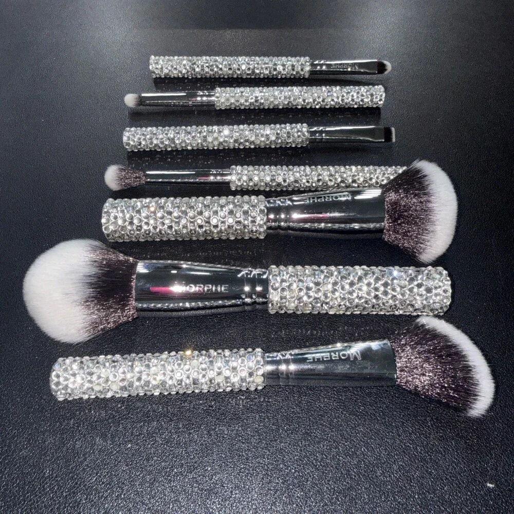 Vintage MORPHE Silver Rhinestone Makeup Brush Set RARE NEW Limited Edition Set 7